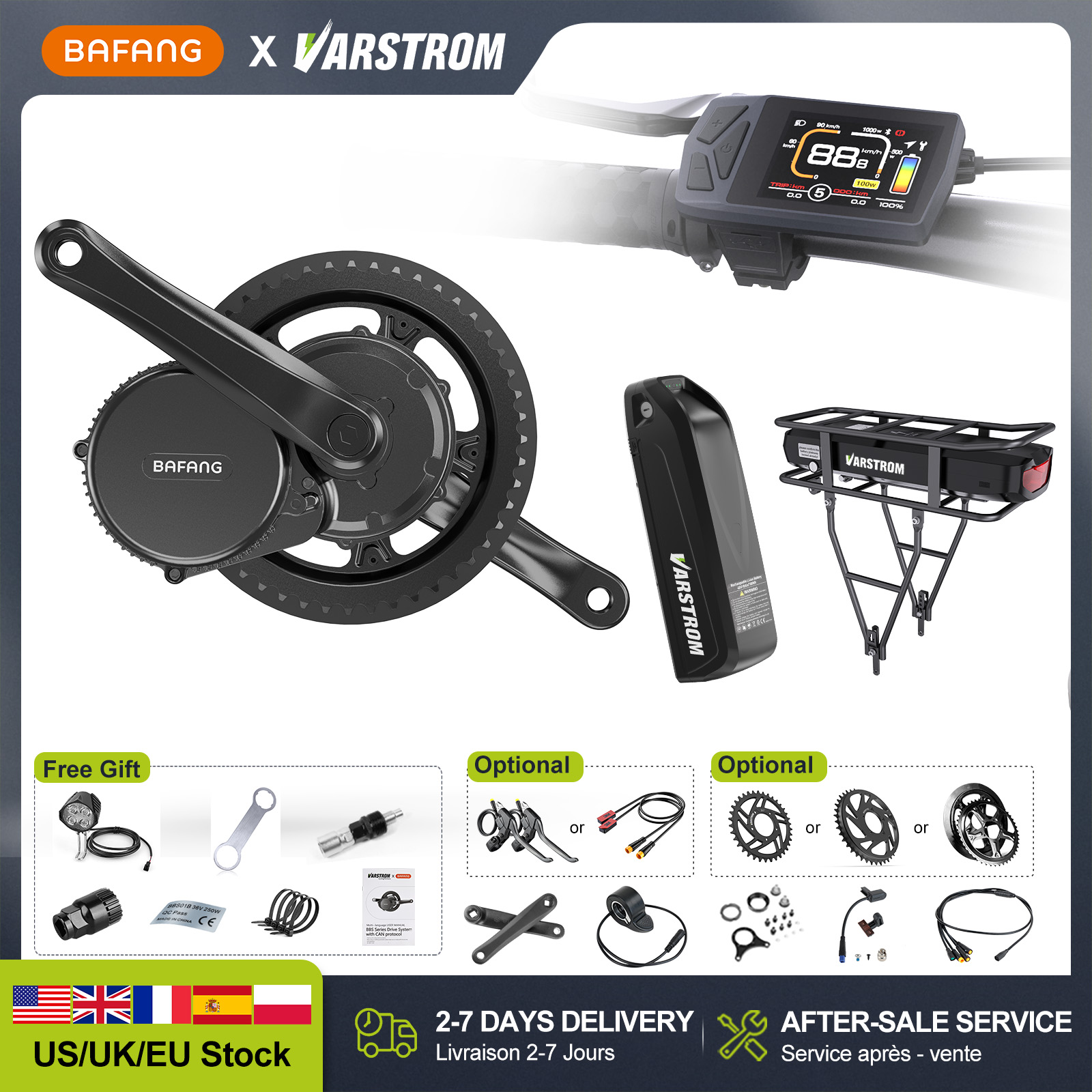 Side Hung Mid Drive Motor Kit - [US Direct] BAFANG 48V 500W/750W/1000W Mittelmotor