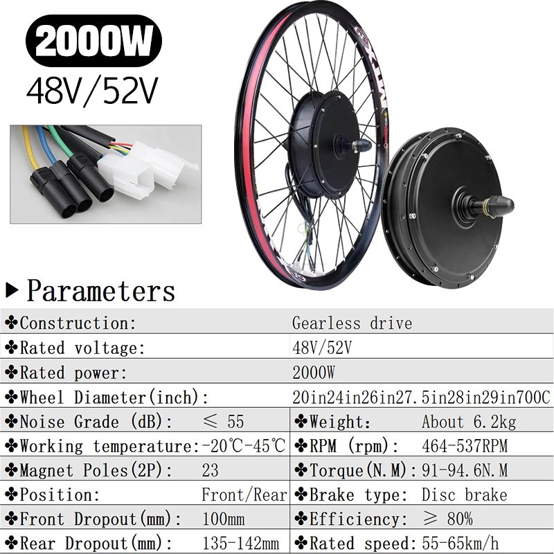 72V 5000W E-Bike Umbausatz Bür – 5000W Hub Motor Kit 72V Bewertung und Preis
