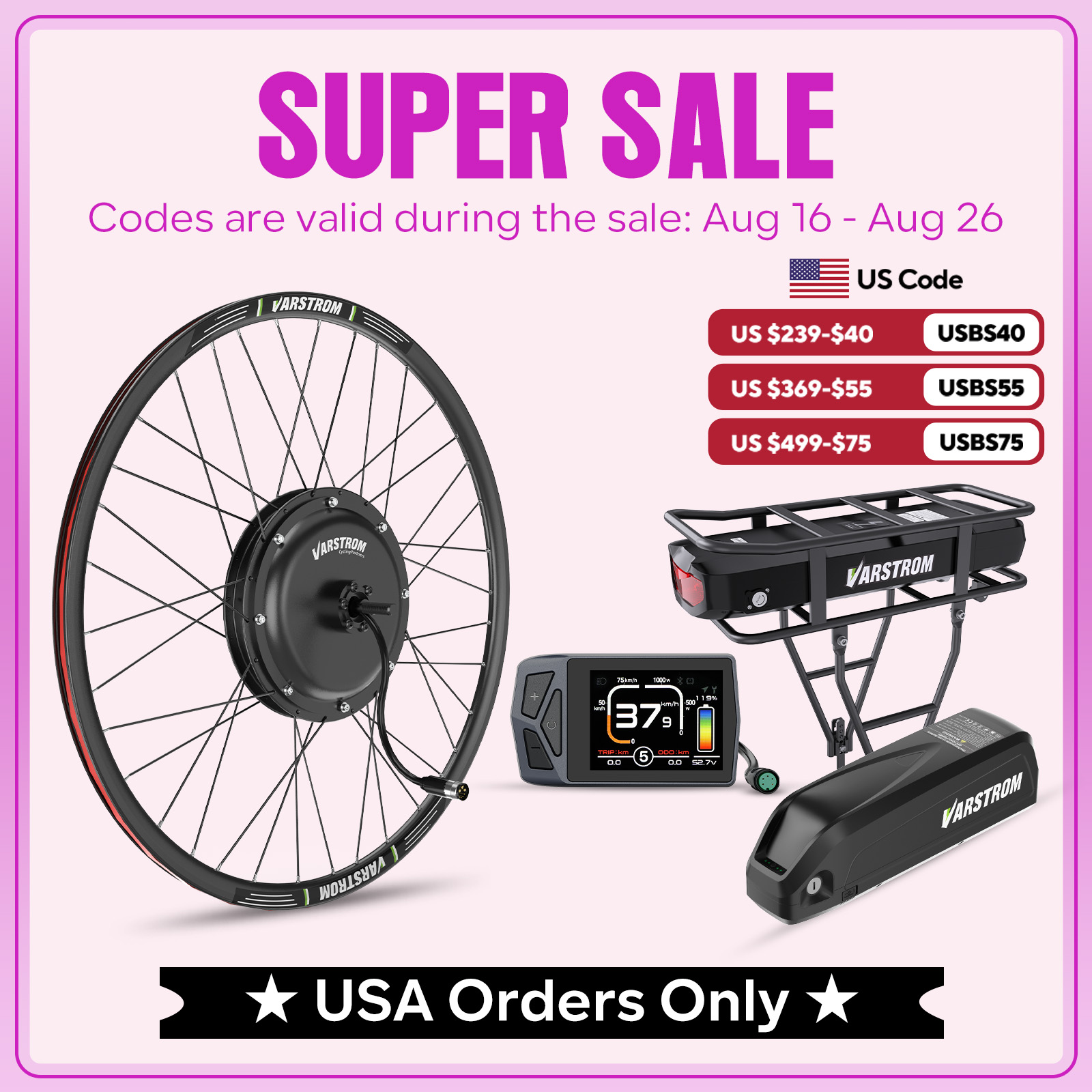[US-Lager] Varstrom 1000W 1500 – 48V 1500W Rear Hub Motor With Battery Bewertung und Preis